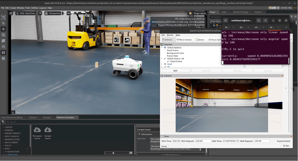 NVIDIA Isaac Sim + ROS2 + Docker + Teleoperation